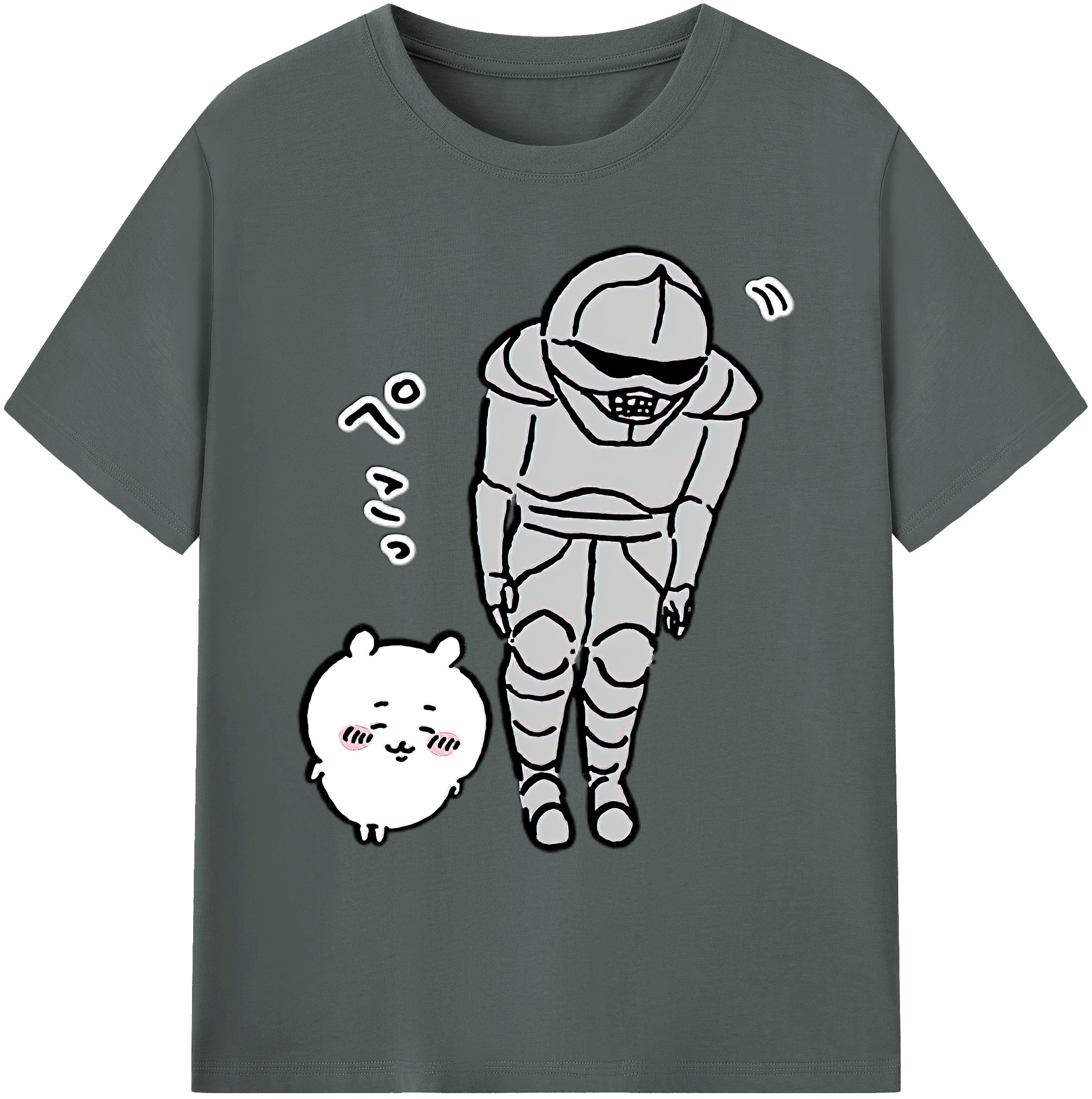 （画像用） ちいかわ 労働の鎧さん Chii-kawa Mr. Armor of Labor 綿100％ メンズ半袖Tシャツ｜肌触りやわらか＆通気性